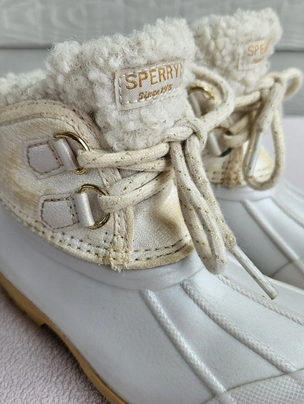 Sperry Kids' Port Alpine Duck Ankle Boot Toddler SZ 7 White Waterproof Lined